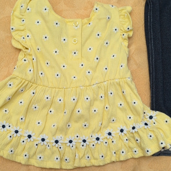 Little Lass Yellow Floral Baby Outfit with Headband - Picture 3 of 3